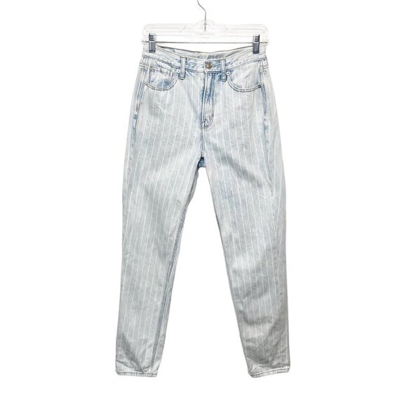 American Eagle Light wash striped Mom Jeans Size 2 Long Y2K Retro vintage rigid - Picture 2 of 10